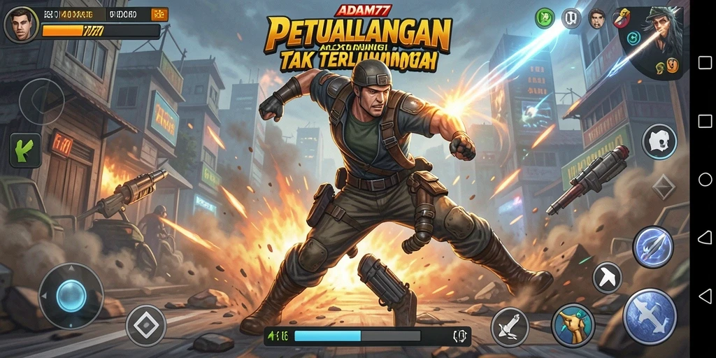 Tampilan gameplay <strong>ADAM77</strong> dengan aksi mendebarkan dan visual yang memukau.