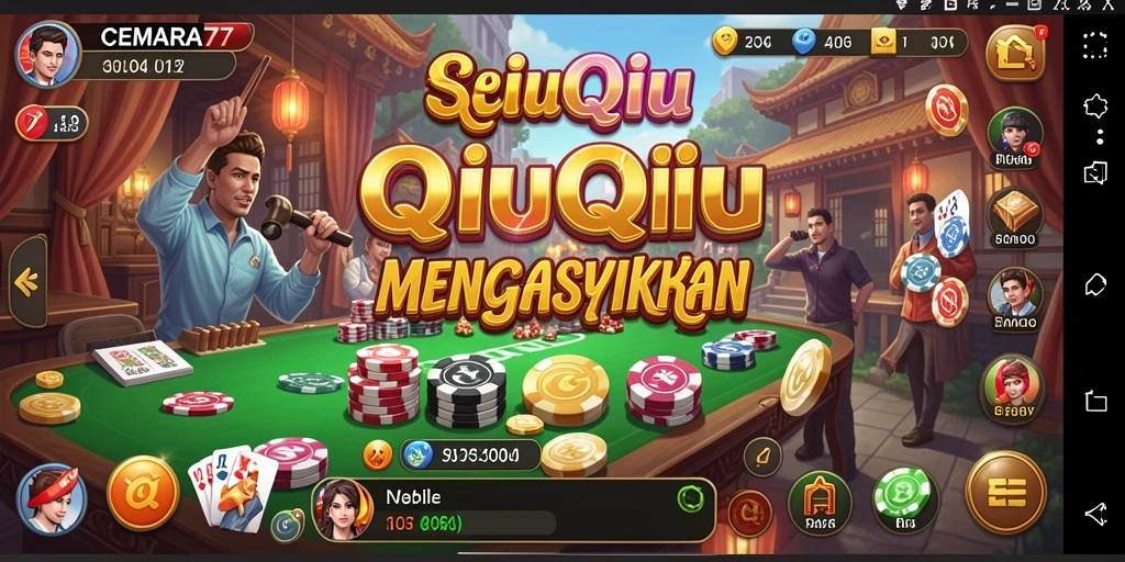 Tampilan gameplay seru CEMARA77 dengan suasana QiuQiu yang menawan.