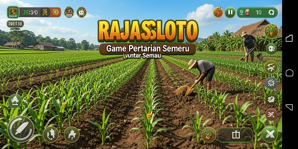 Tampilan menawan gameplay RAJASLOTO dengan suasana pertanian yang hidup.