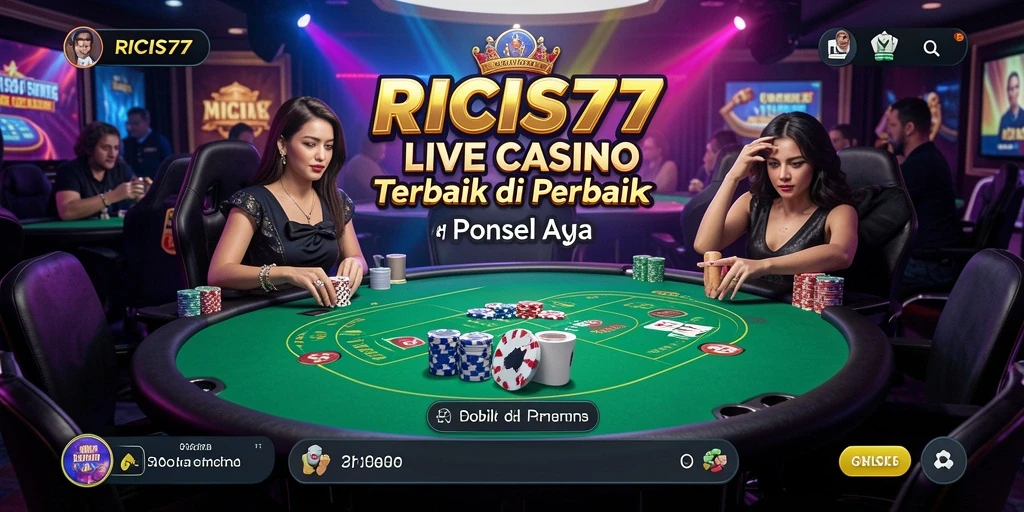 Tampilan gameplay RICIS77 saat bermain Live Casino dengan dealer langsung.