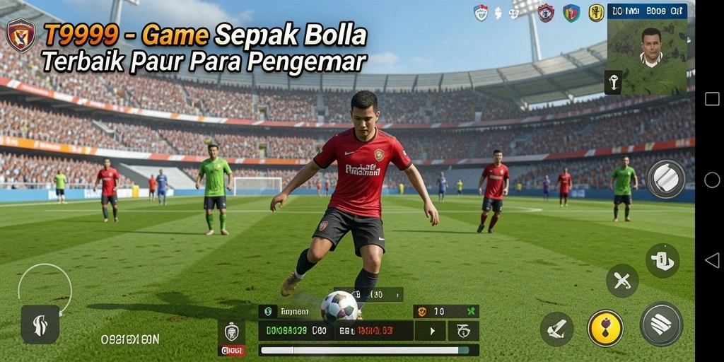 Gameplay menarik di lapangan sepak bola dalam T9999.