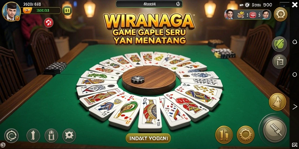 Tampilan seru dari gameplay Gaple di WIRANAGA.