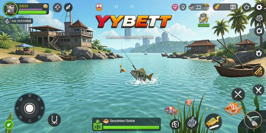 Tampilan gameplay YYBET yang menarik dengan berbagai jenis ikan dan lokasi memancing